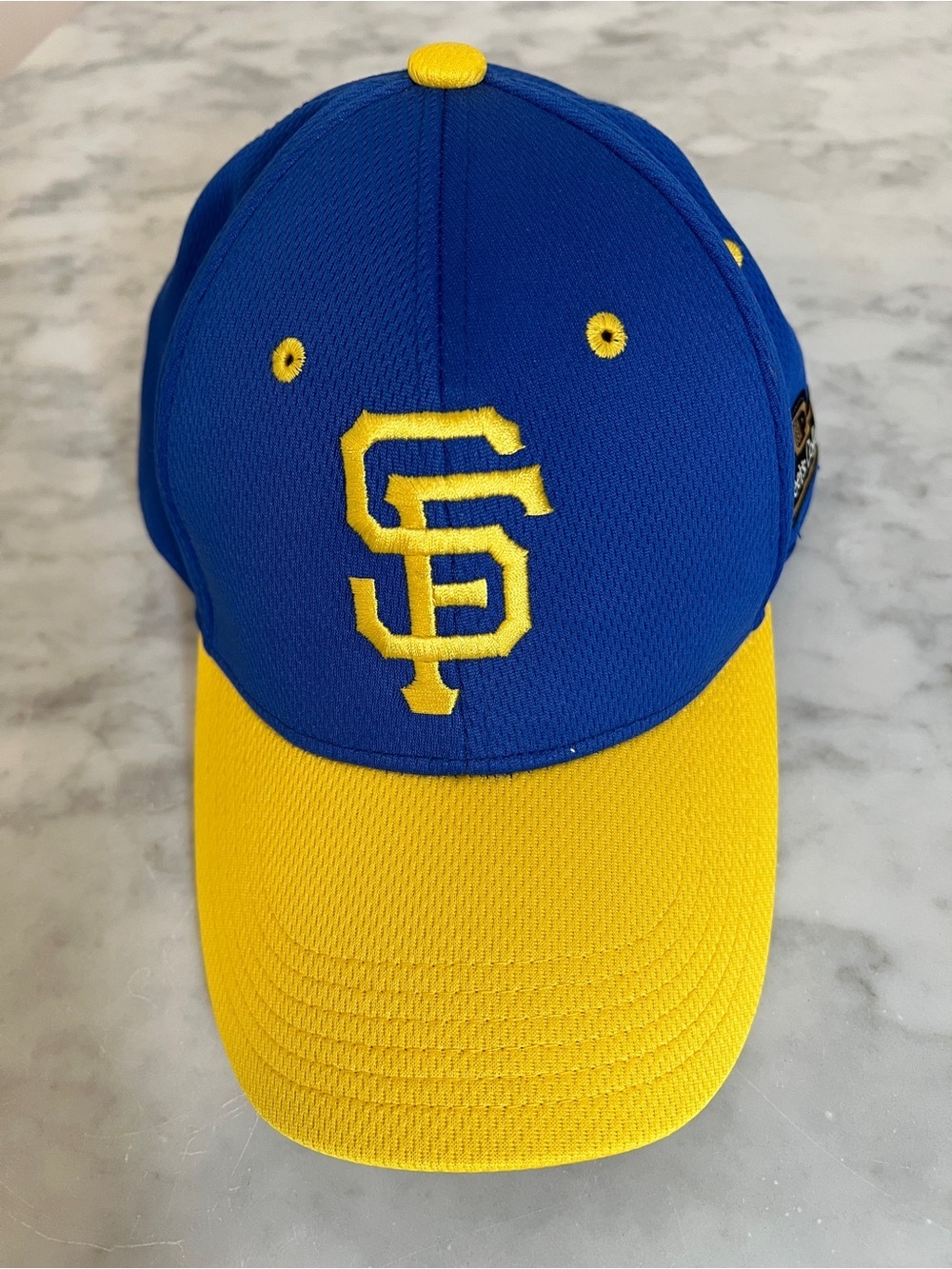 SF Giants GS Warriors Collab Blue & Yellow Baseball Cap w Embroidered Logo